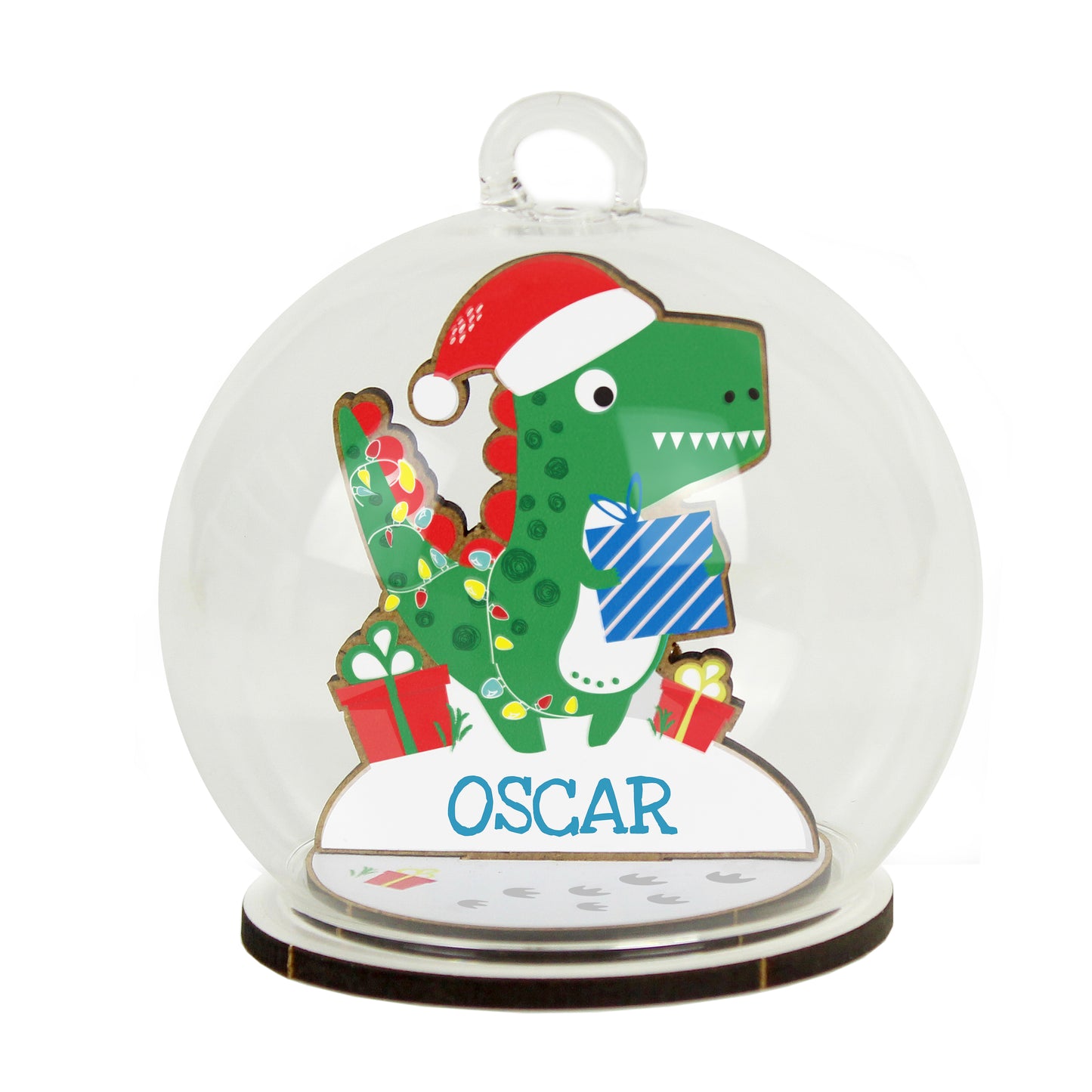 Personalised Dinosaur Glass Bauble
