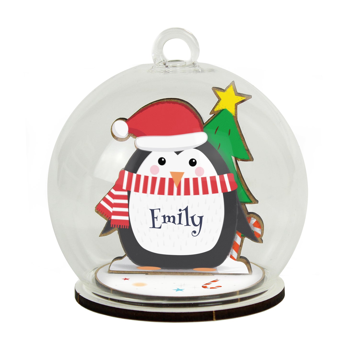 This Personalised Penguin Glass Bauble