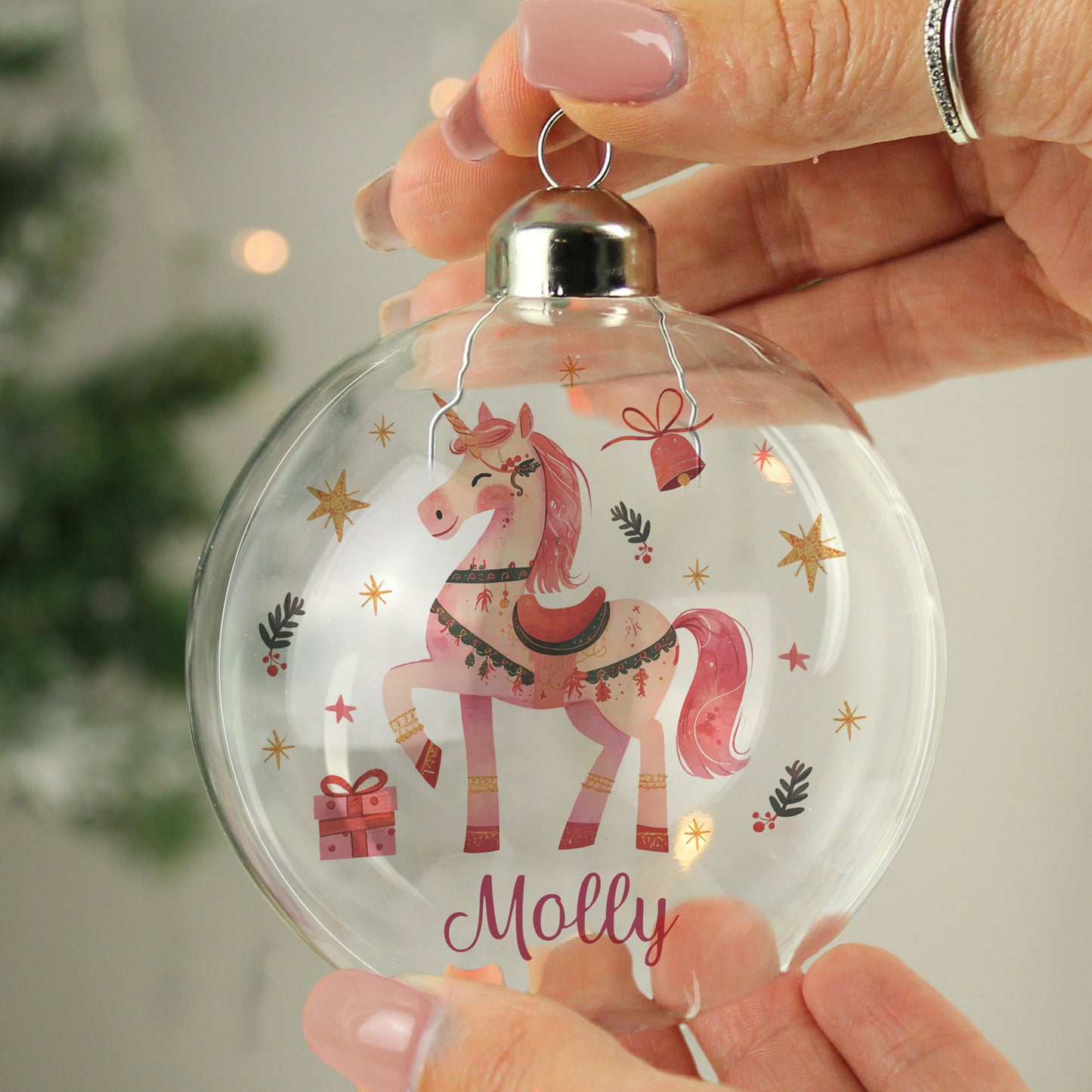 Christmas Glass Bauble  - Pink Unicorn