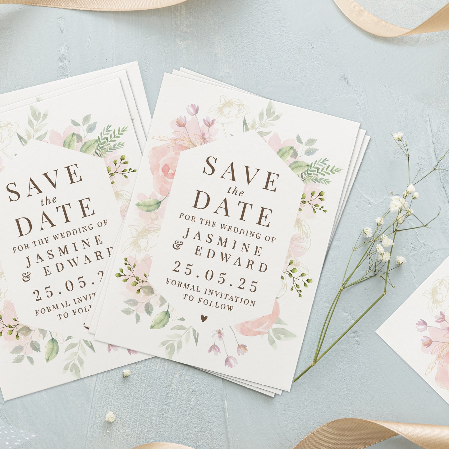 36 Wedding Invitations Botantial Floral Rose Save The Date Invites