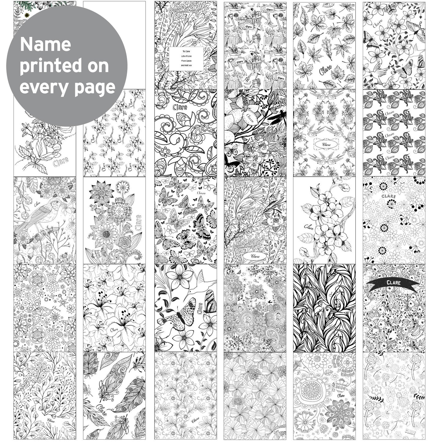 Personalised Botanical Colouring Book