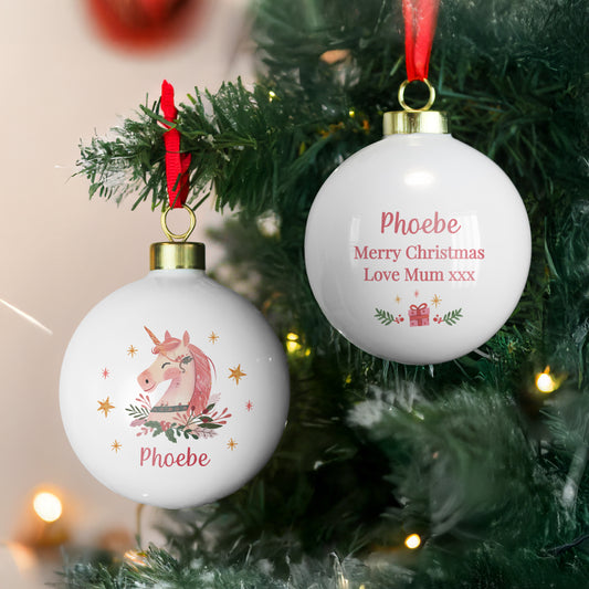 Children's Christmas Bauble - Pink Unicorn