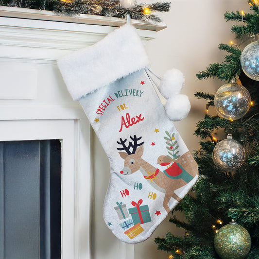 Children's Christmas Stocking - Cute Reindeer Design