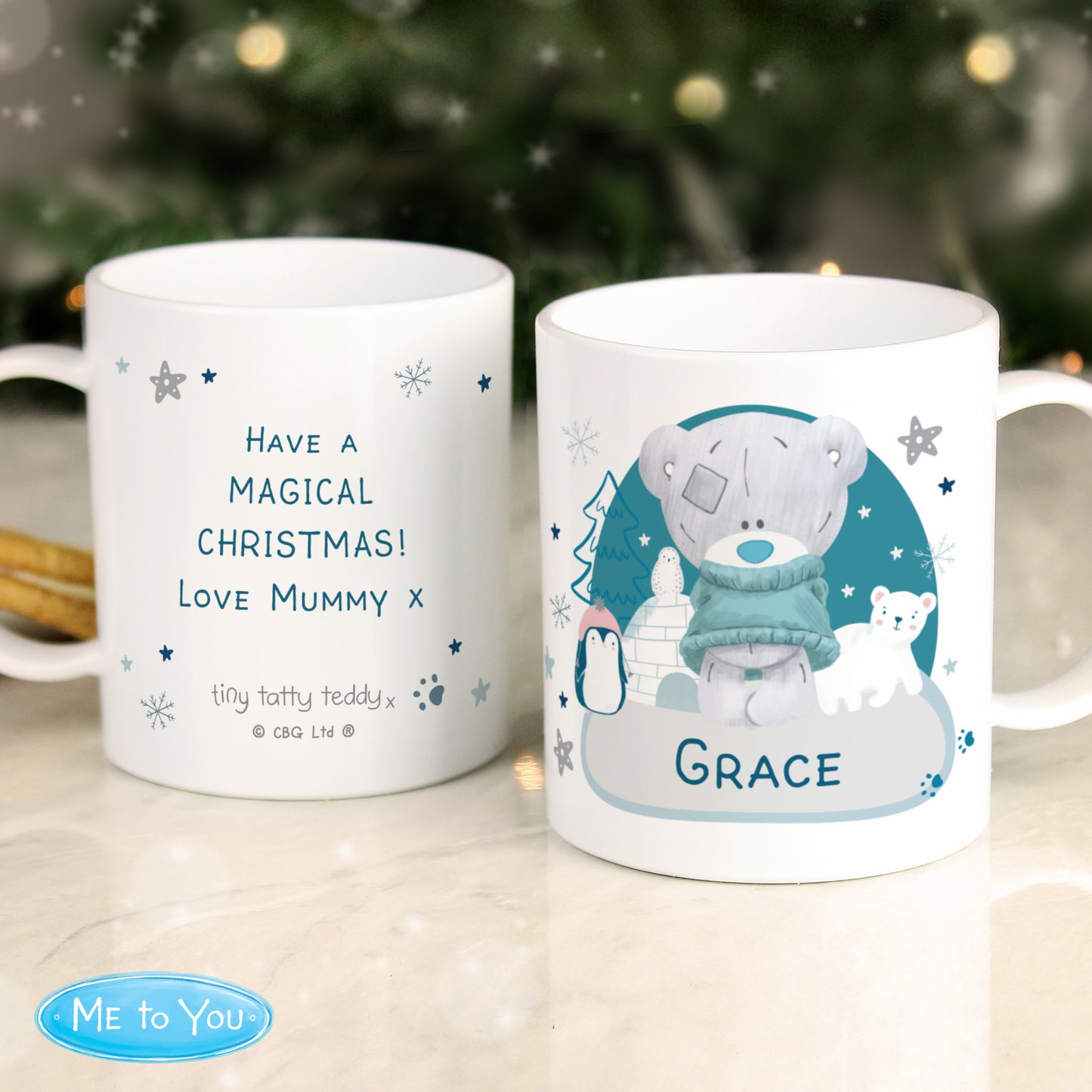 Personalised Winter Explorer Tiny Tatty Teddy Plastic Mug - BPA Free