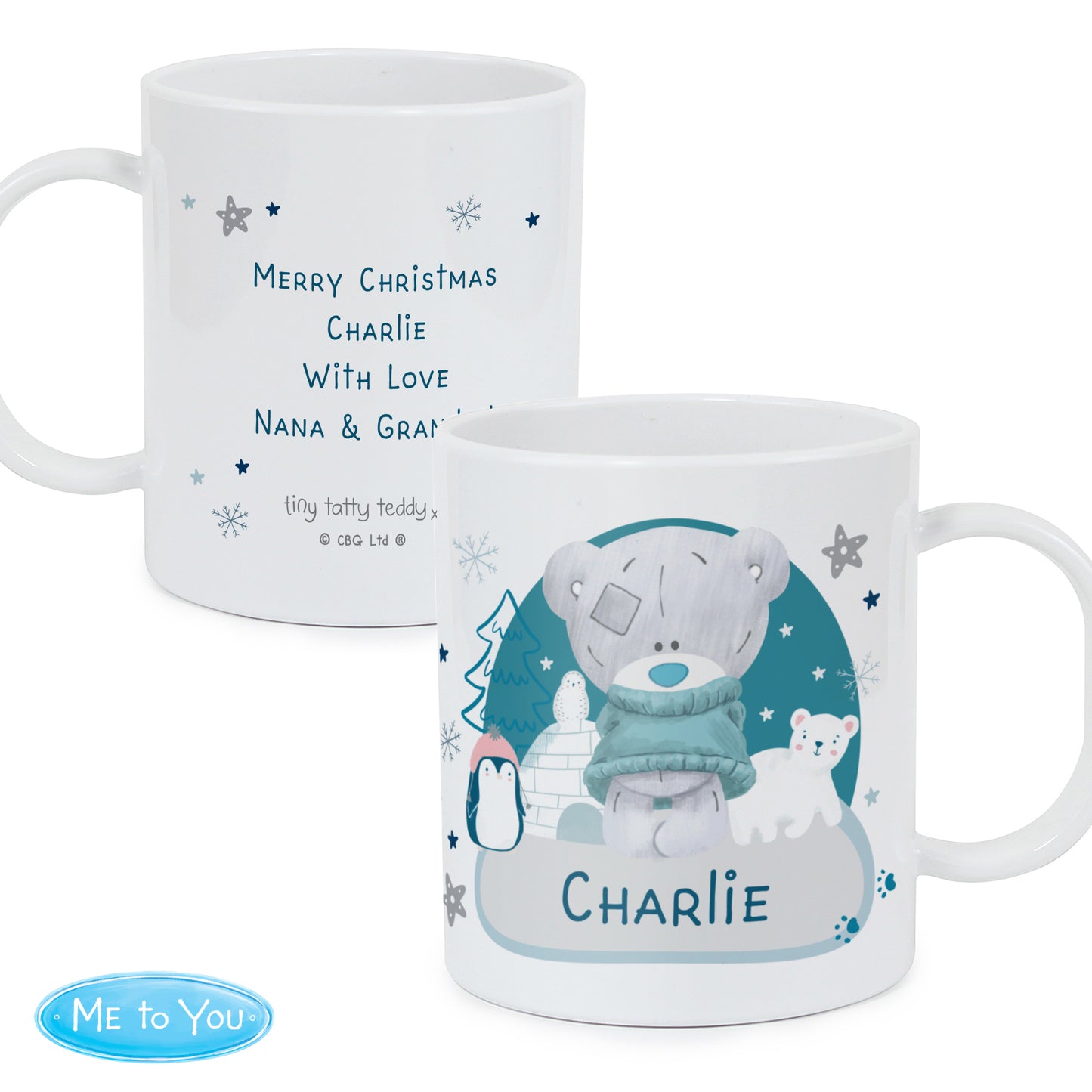 Personalised Winter Explorer Tiny Tatty Teddy Plastic Mug - BPA Free