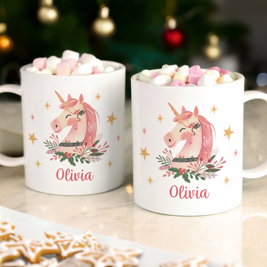 Girls Unicorn Personalised Mug,  BPA Free,  11oz Capacity, 11.7cm
