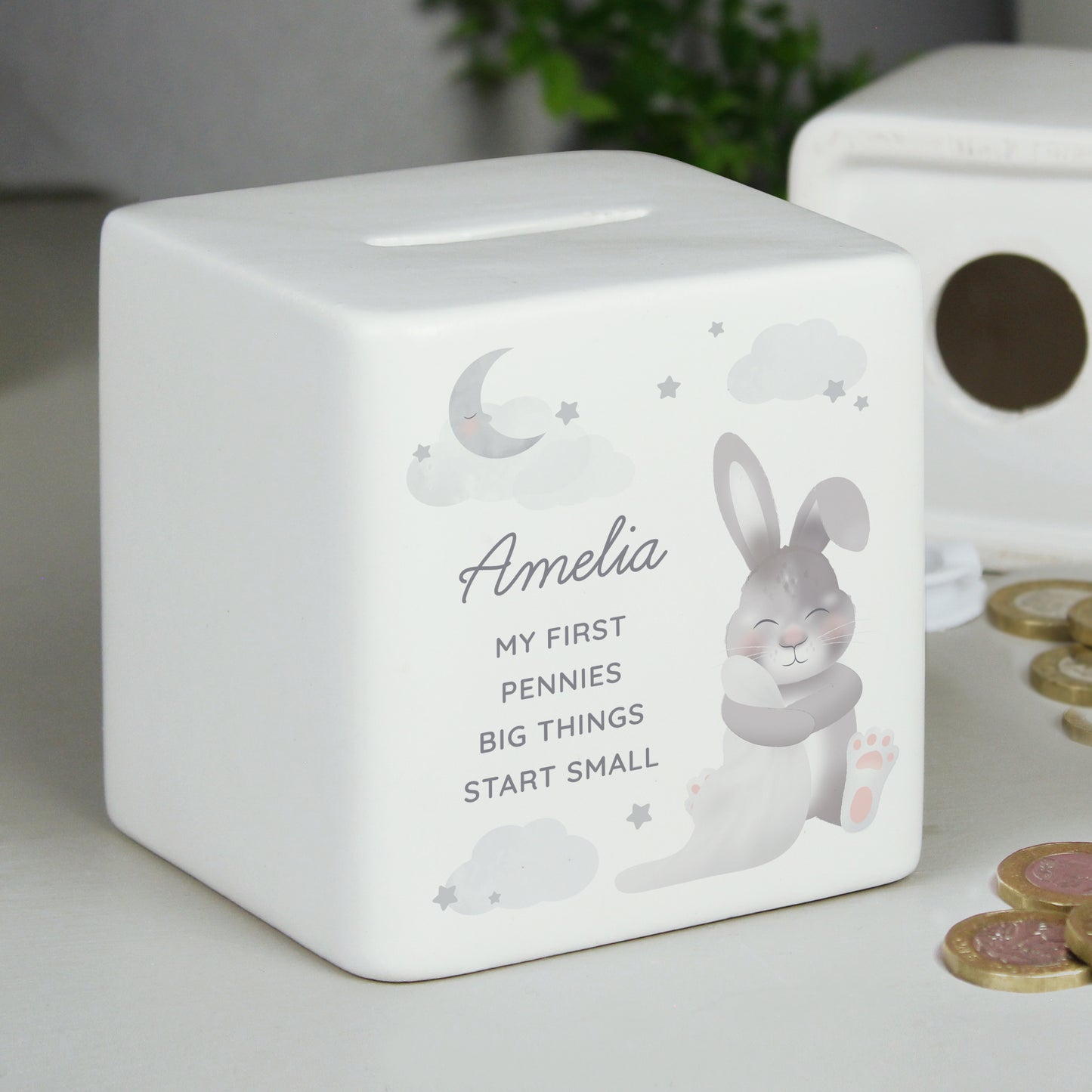 Baby Bunny Ceramic Square Money Box