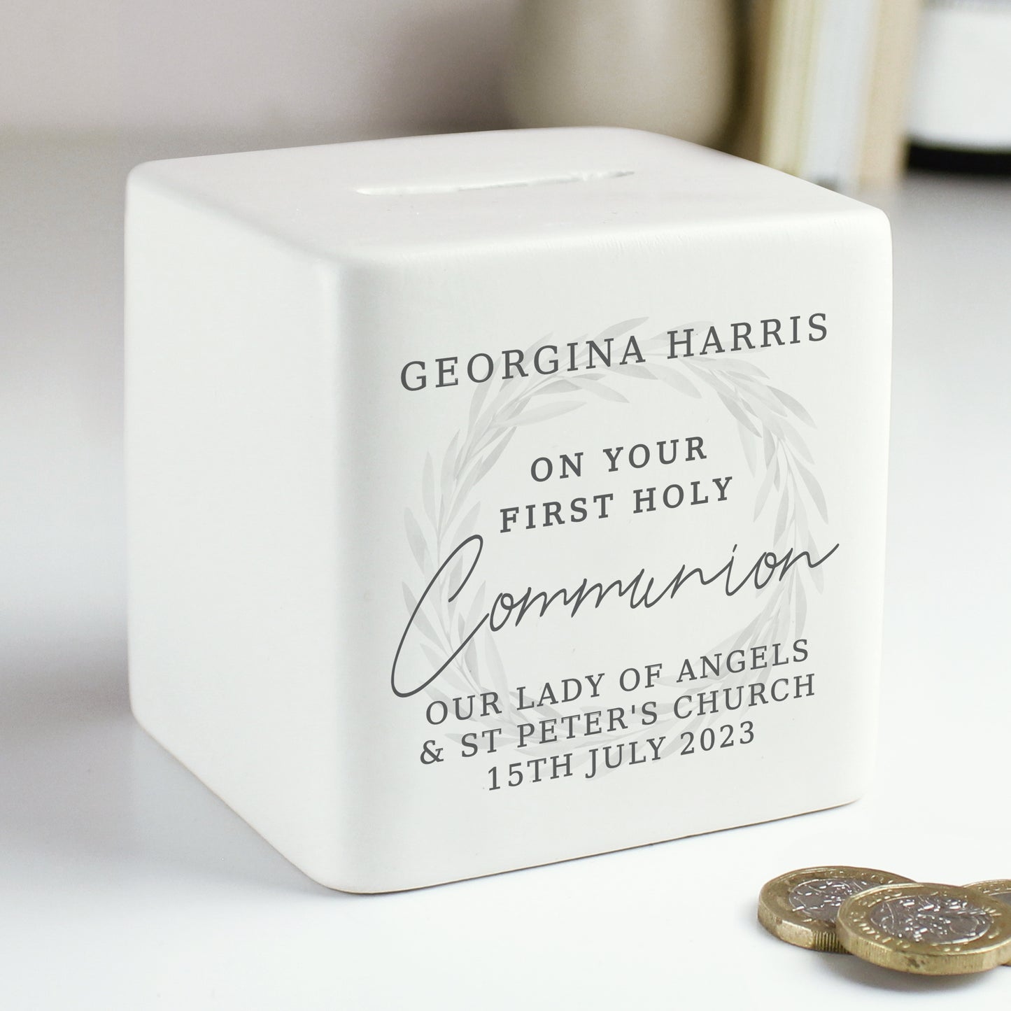 First Holy Communion Ceramic Square Money Box