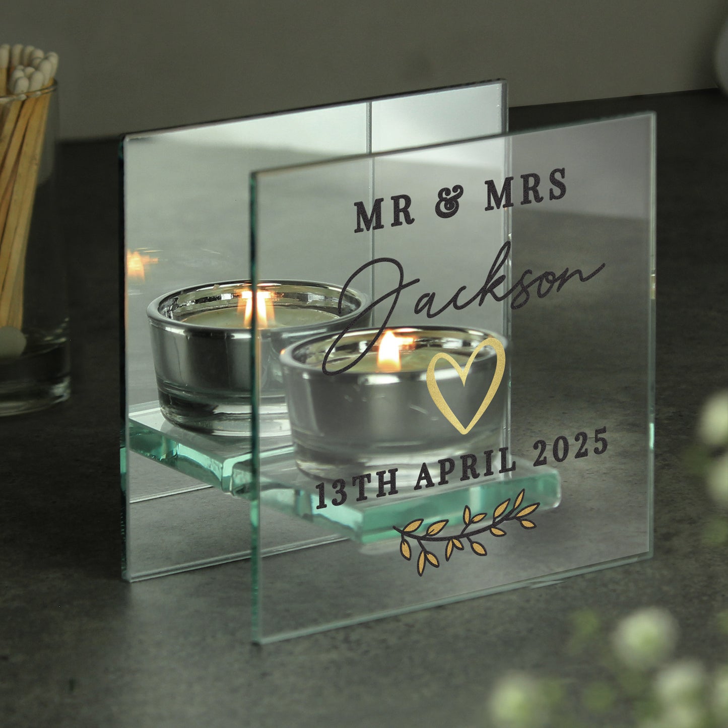 Wedding Gift Mirrored Tea Light Holder