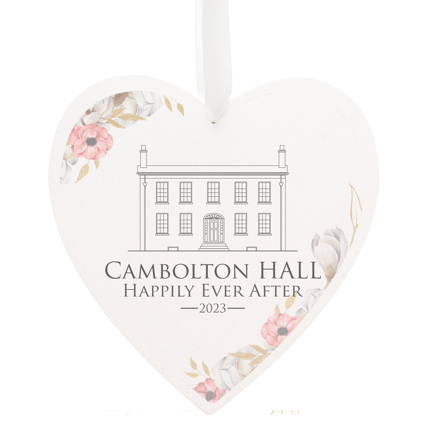 Large White Wooden Hanging Heart Decoration