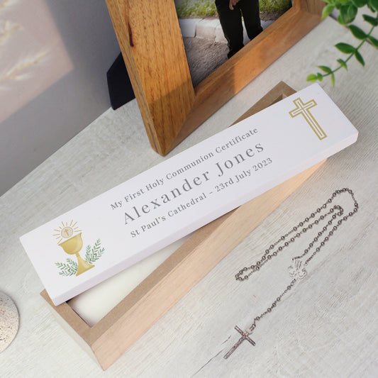 Keepsake Holy Communion Wooden Certificate Holder