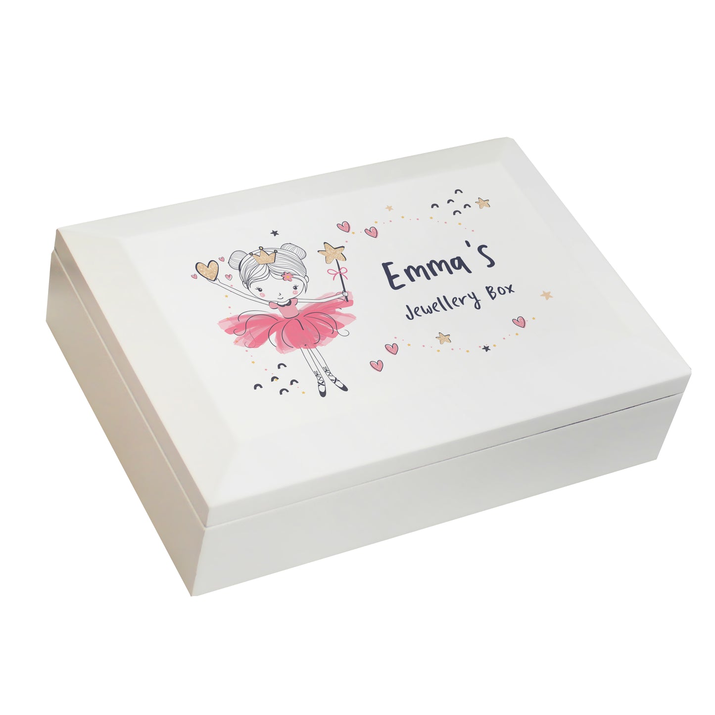 Girls Personalised Princess Ballerina Wooden Jewellery Box