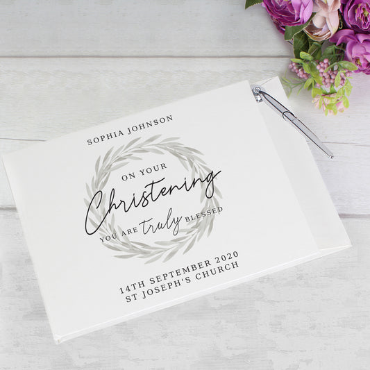 'Truly Blessed' Christening Hardback Guest Book & Pen