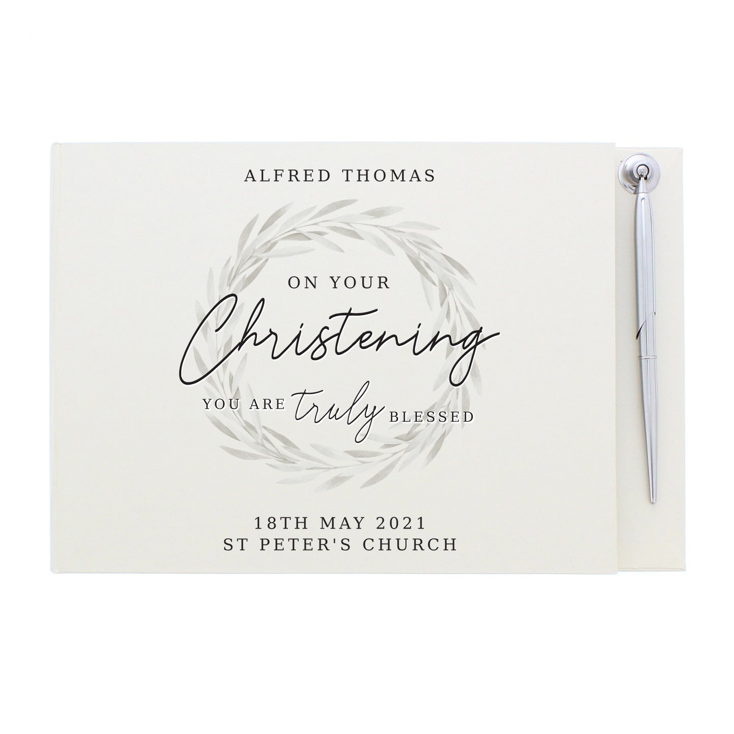 'Truly Blessed' Christening Hardback Guest Book & Pen