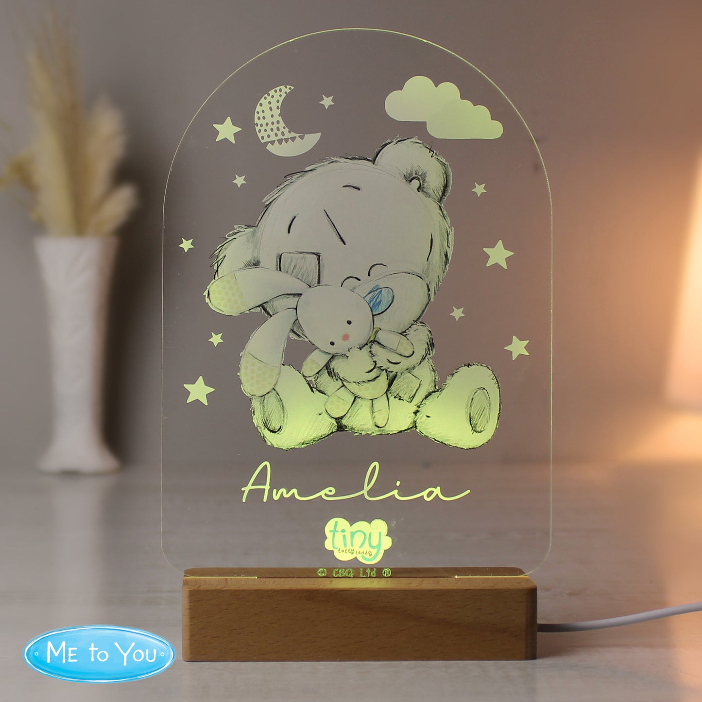 Tiny Tatty Teddy Wooden Based LED Light