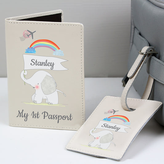 My 1st Cream Passport Holder & Luggage Tag Set