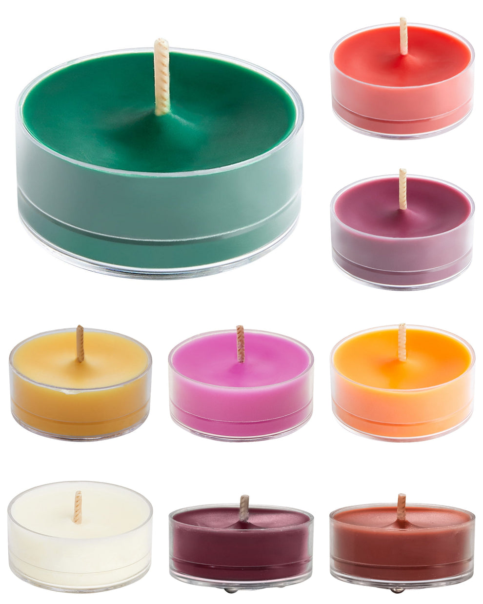 Set of colorful round candles in various colors 