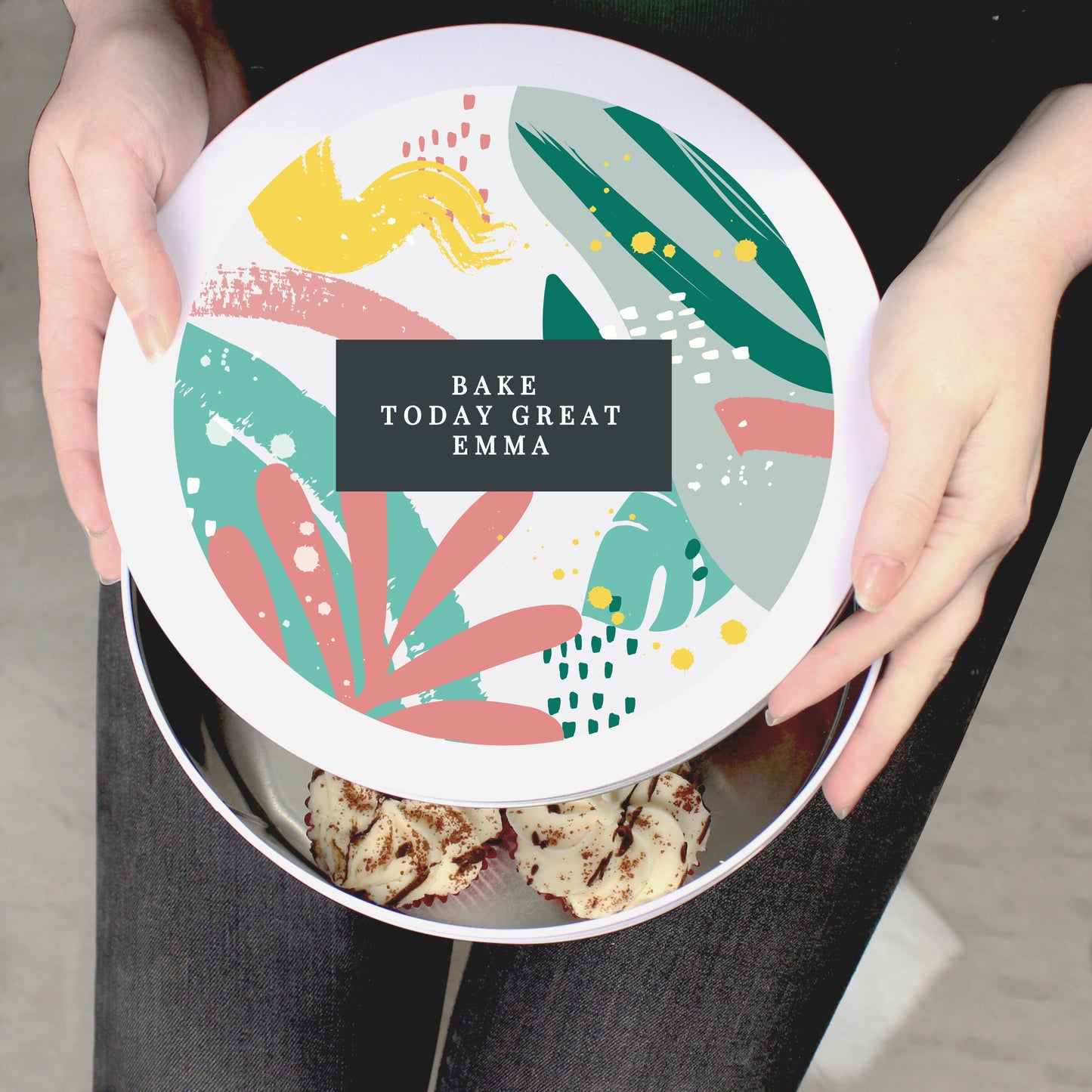 Colourful Decorative Personalised White Round 9in Cake Tin