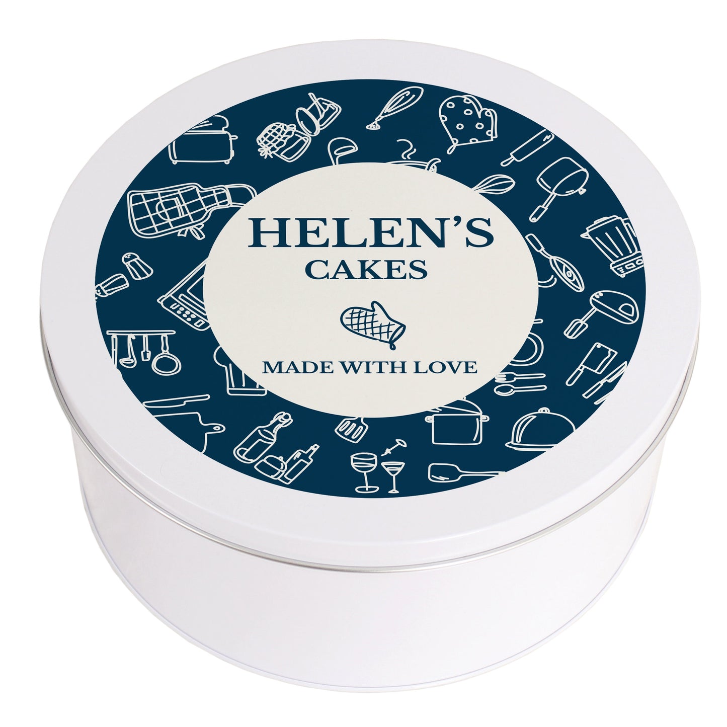 Personalised Cake Tin for Bakers - Navy Blue Storage Cake Tin