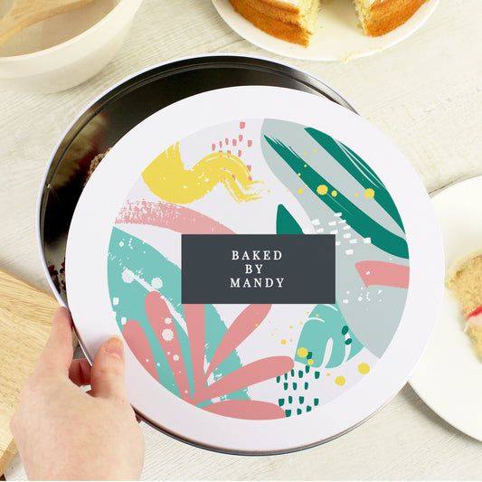 Colourful Decorative Personalised White Round 9in Cake Tin