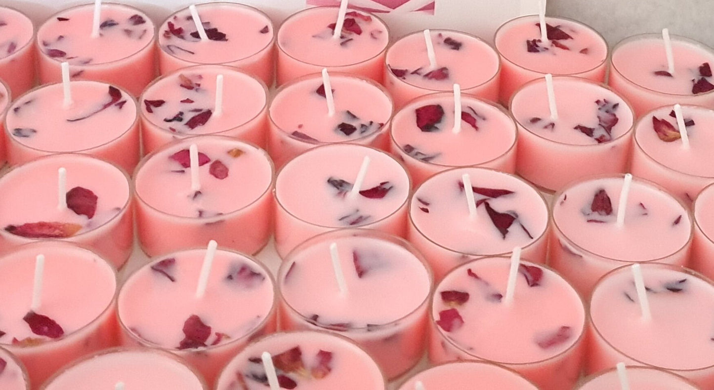 48 Scented Wedding Candles - Strawberry Lily or Red Rose White Musk