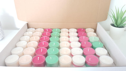 48  Scented Tealight Candles 6 Holders - Colourful Wedding Candles